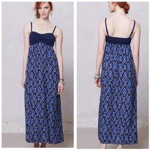 Anthropologie Lilka Cobalt Blue Ikat Maxi Dress Size XS